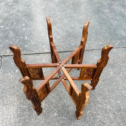Moroccan Brass & Wood Foldable Side Table- Vintage