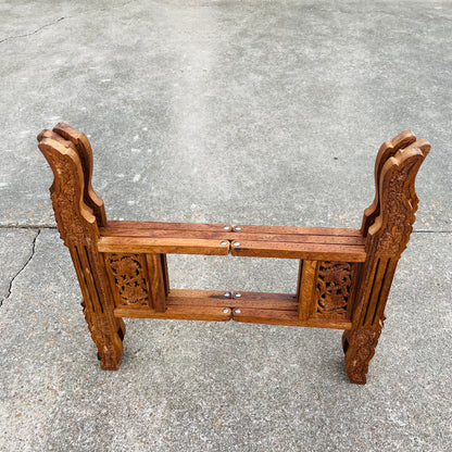 Moroccan Brass & Wood Foldable Side Table- Vintage