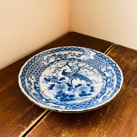 Andrea by Sadek Blue & White Peacock Bowl- Vintage