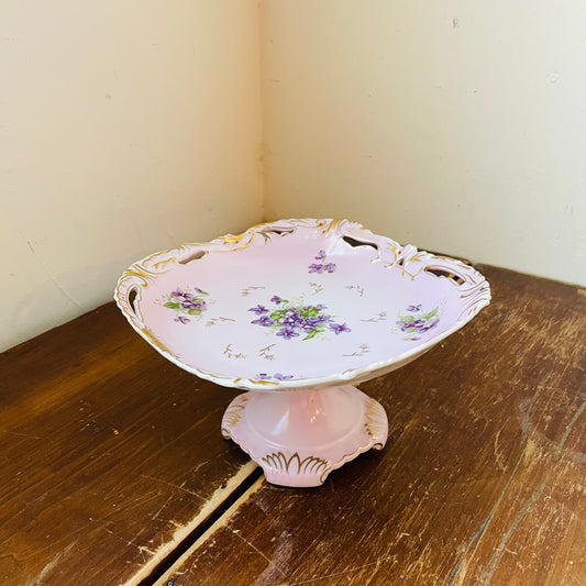 Victorian Violets Footed Compote- Vintage
