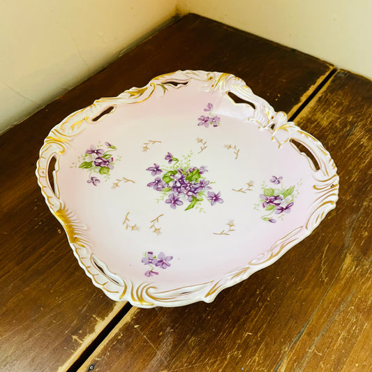 Victorian Violets Footed Compote- Vintage