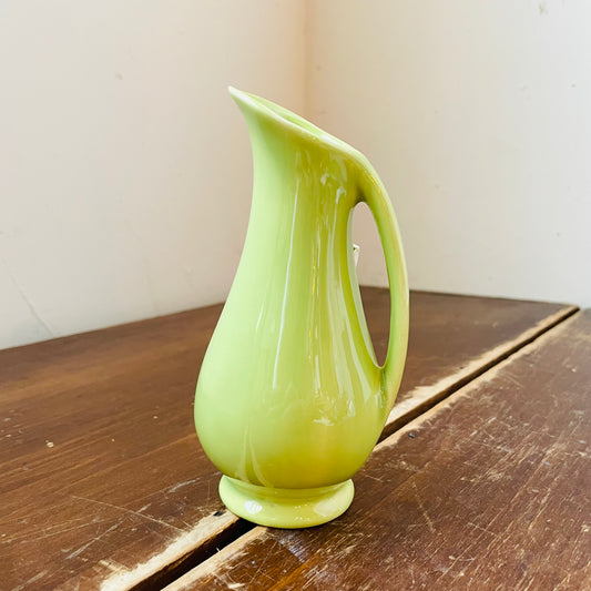 Lime Green Mini Pitcher with White Roses- Vintage