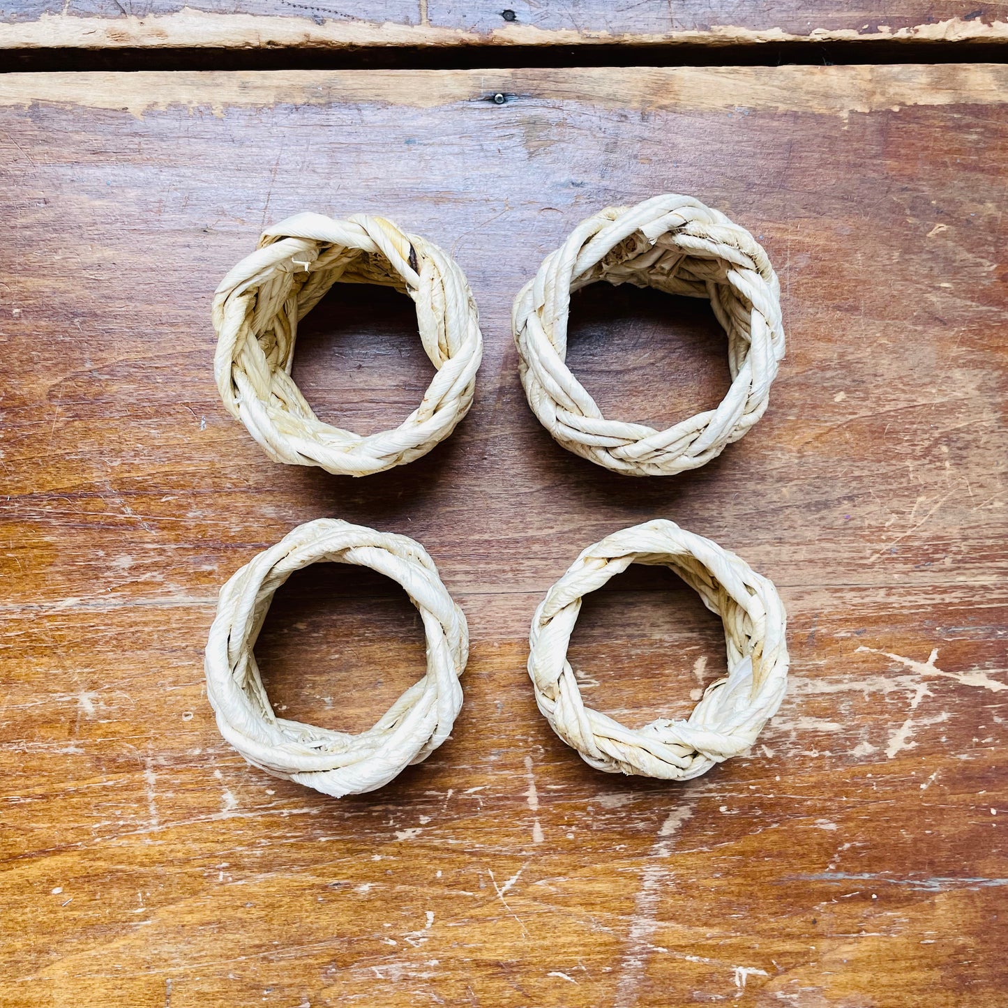 Abaca French Braided Napkin Ring Set