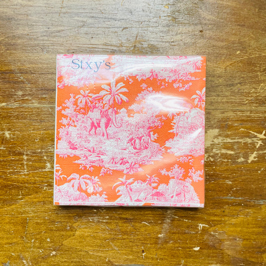 Blood Orange Toile Cocktail Napkins