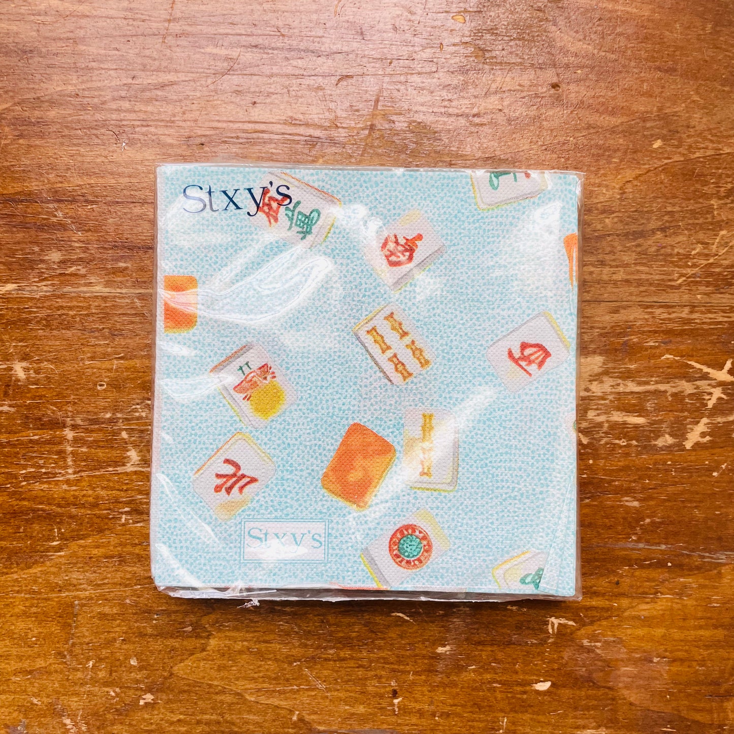 Teal Mahjong Cocktail Napkins