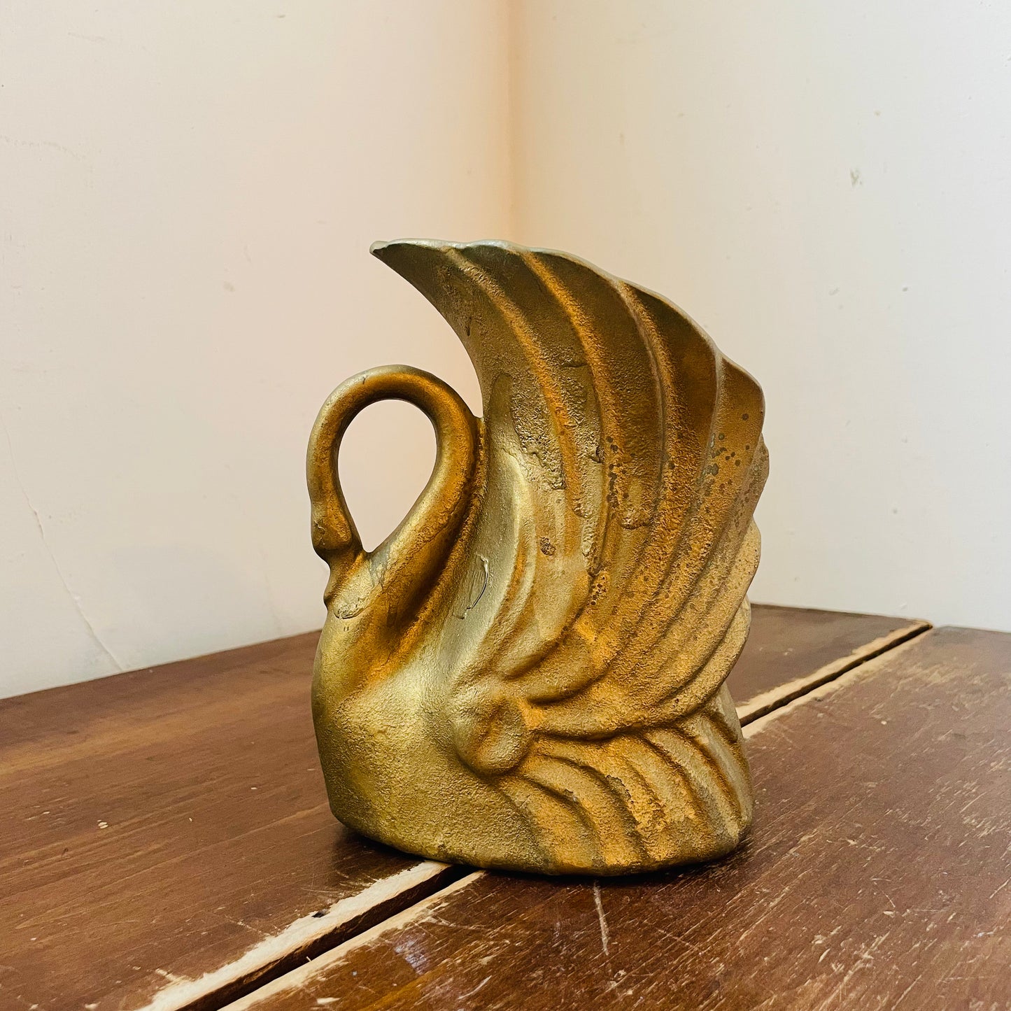 Spray-painted Golden Swan Planter- Vintage