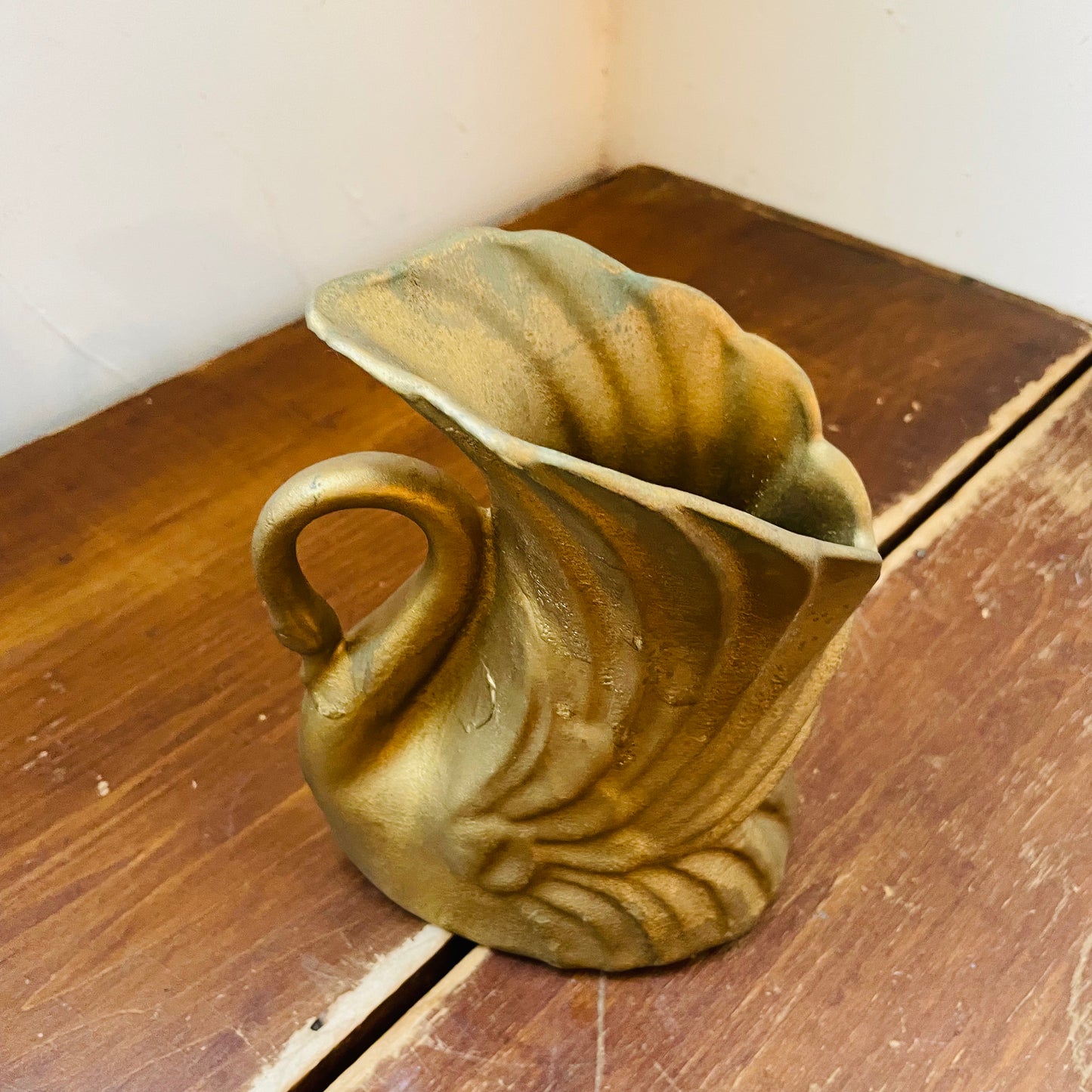 Spray-painted Golden Swan Planter- Vintage