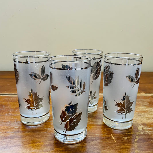 Sliver Leaf Glasses- Set of 4- Vintage