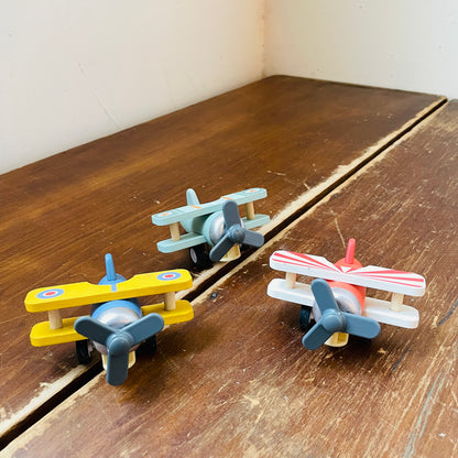 High Flyers Wooden Biplane Pullback Toy