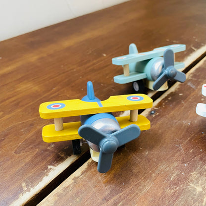 High Flyers Wooden Biplane Pullback Toy