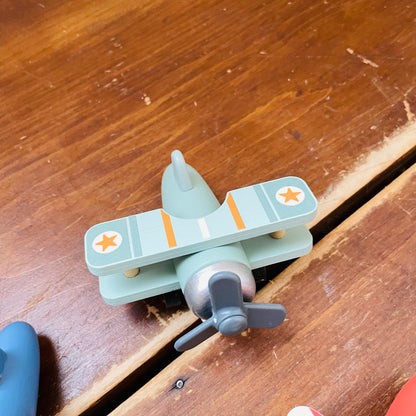 High Flyers Wooden Biplane Pullback Toy