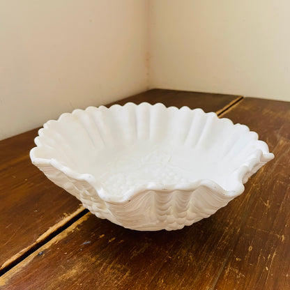 White Bisque Ruffle Bowl- Vintage