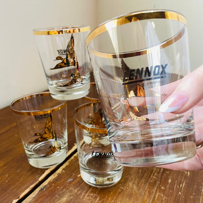 Set of 6 Lennox Industries Mallard Gold Rim Lowballs- Vintage