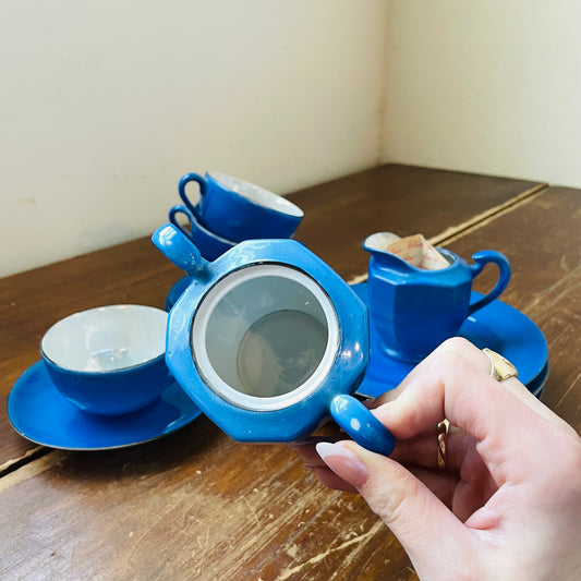1940's Blue & Lusterware Wedding Tea Set- Vintage