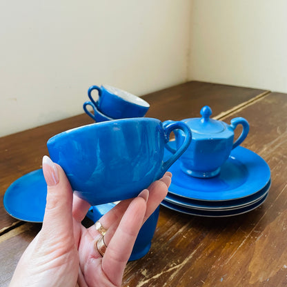 1940's Blue & Lusterware Wedding Tea Set- Vintage
