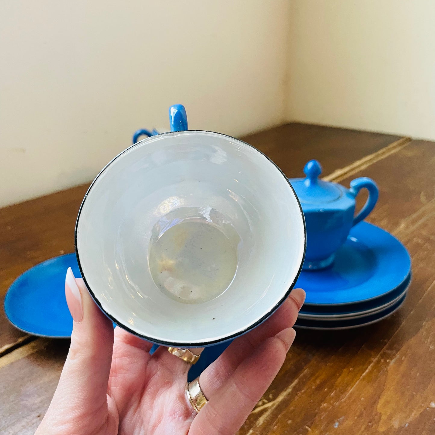 1940's Blue & Lusterware Wedding Tea Set- Vintage