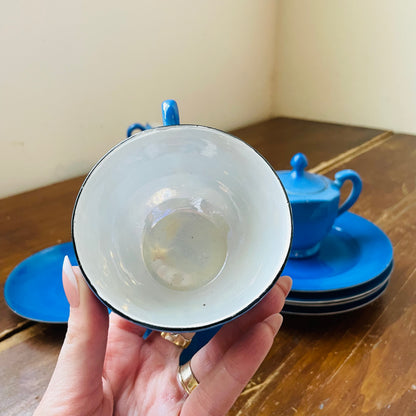 1940's Blue & Lusterware Wedding Tea Set- Vintage