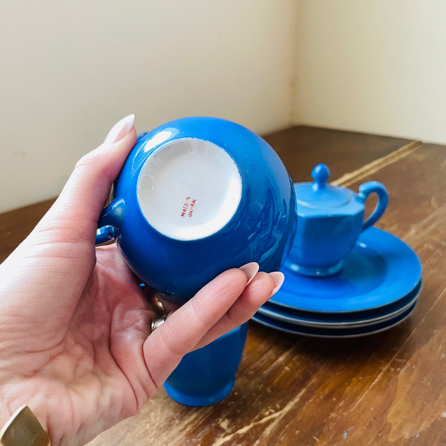 1940's Blue & Lusterware Wedding Tea Set- Vintage