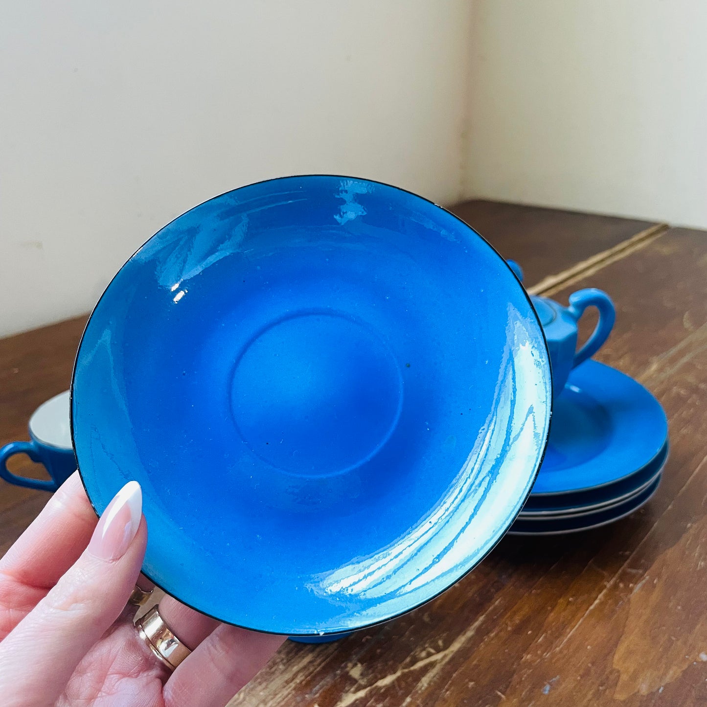 1940's Blue & Lusterware Wedding Tea Set- Vintage