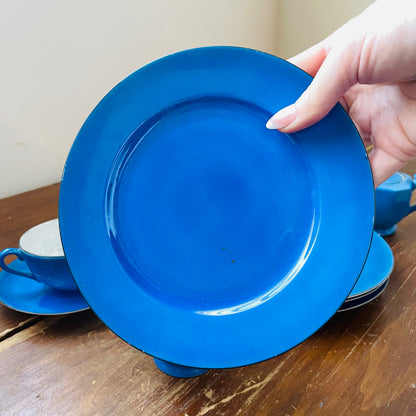 1940's Blue & Lusterware Wedding Tea Set- Vintage