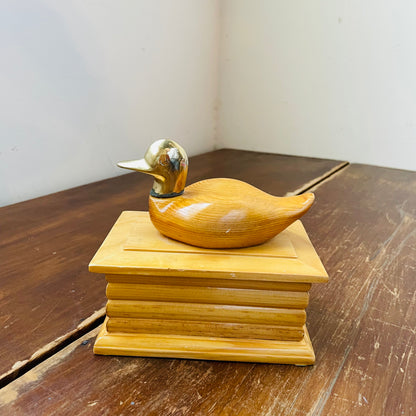 Enesco Brass & Wooden Duck Trinket Box- Vintage