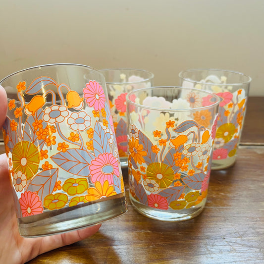 Gatherin' Flowers Rocks Glasses- Set of 4