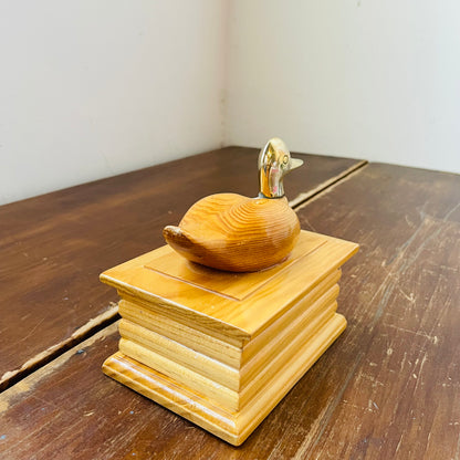 Enesco Brass & Wooden Duck Trinket Box- Vintage