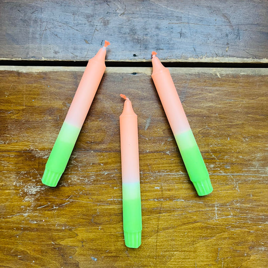 Neon Citrus Dip Dye Dinner Candle Trio