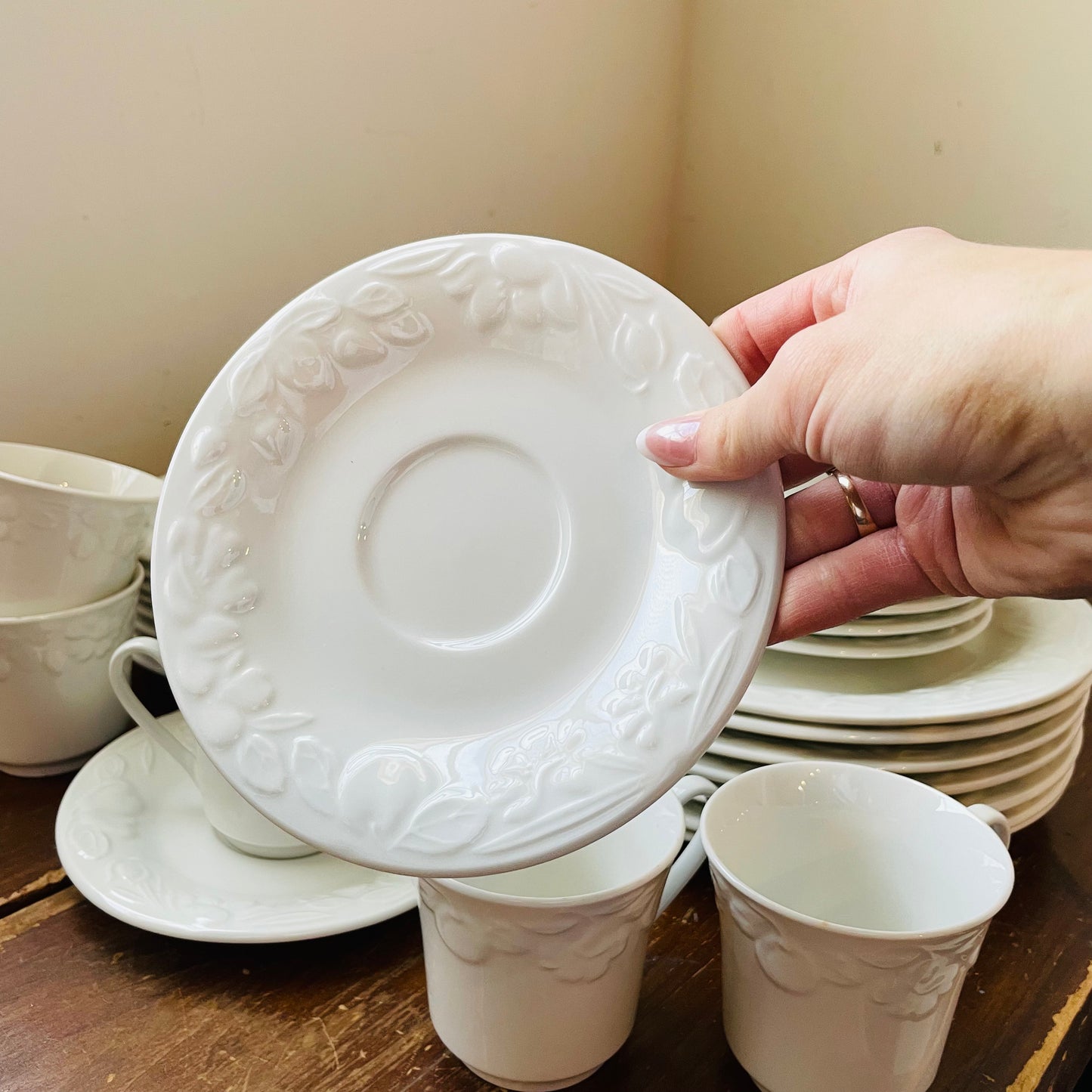 39 Piece White Harvest Moon Dish Set- Vintage