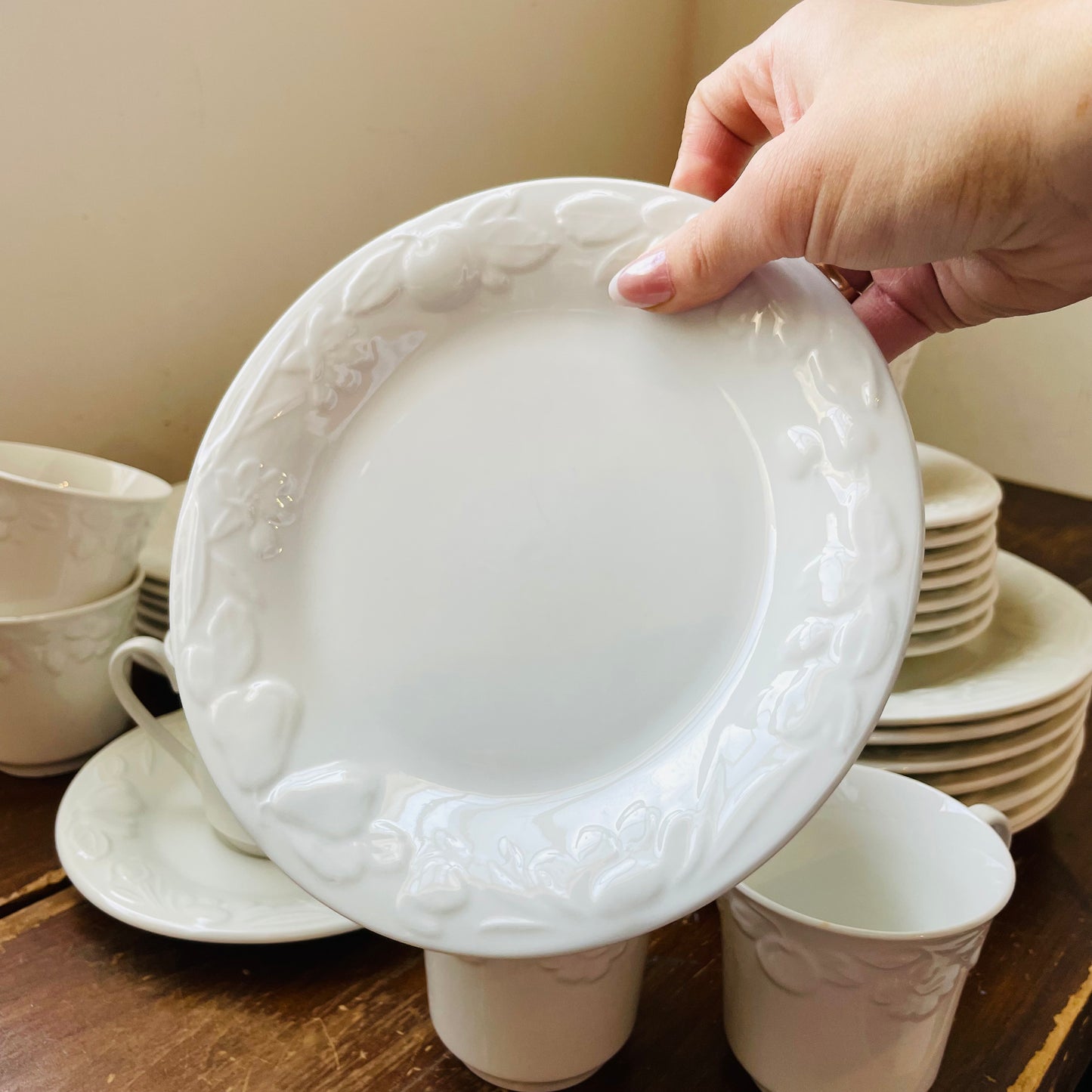 39 Piece White Harvest Moon Dish Set- Vintage