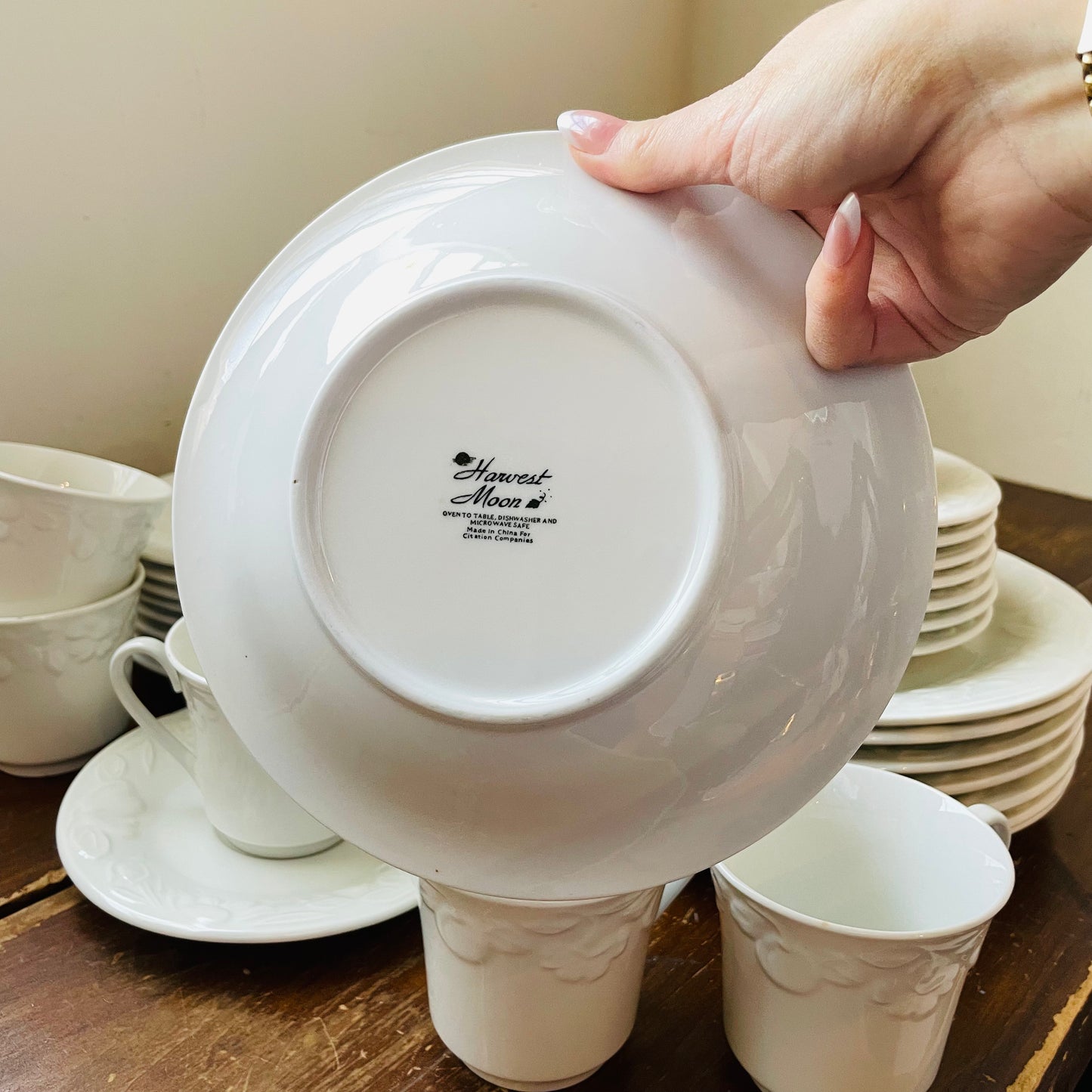 39 Piece White Harvest Moon Dish Set- Vintage