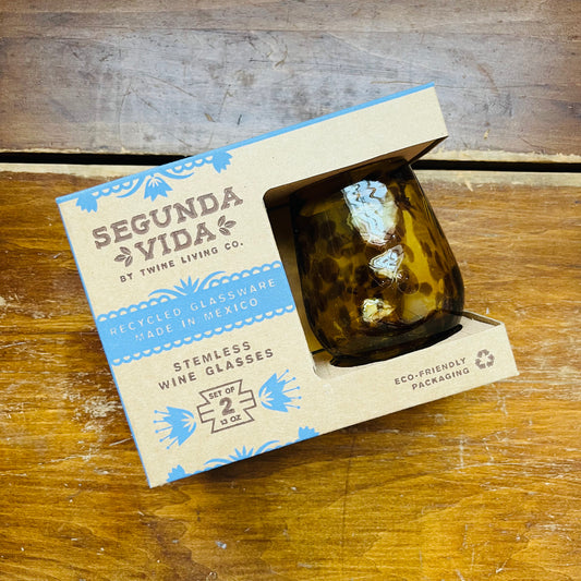 Tortuga Recycled Stemless Wine Glass Set of 2