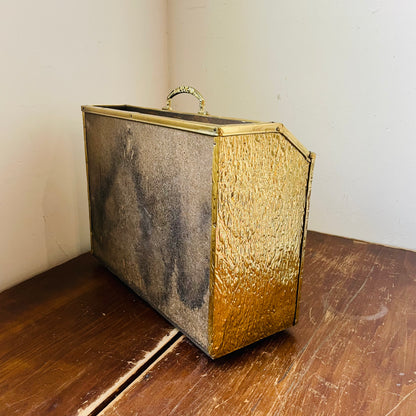 Brass Clad Wooden Magazine Rack- Vintage