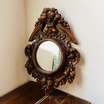 Black Forest Style Grand Plaster Mirror- Vintage