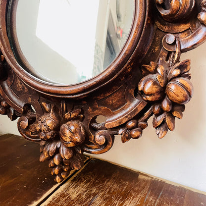 Black Forest Style Grand Plaster Mirror- Vintage