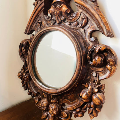 Black Forest Style Grand Plaster Mirror- Vintage