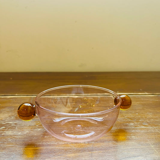 Lollipop Pink & Amber Color Block Glass Bowl