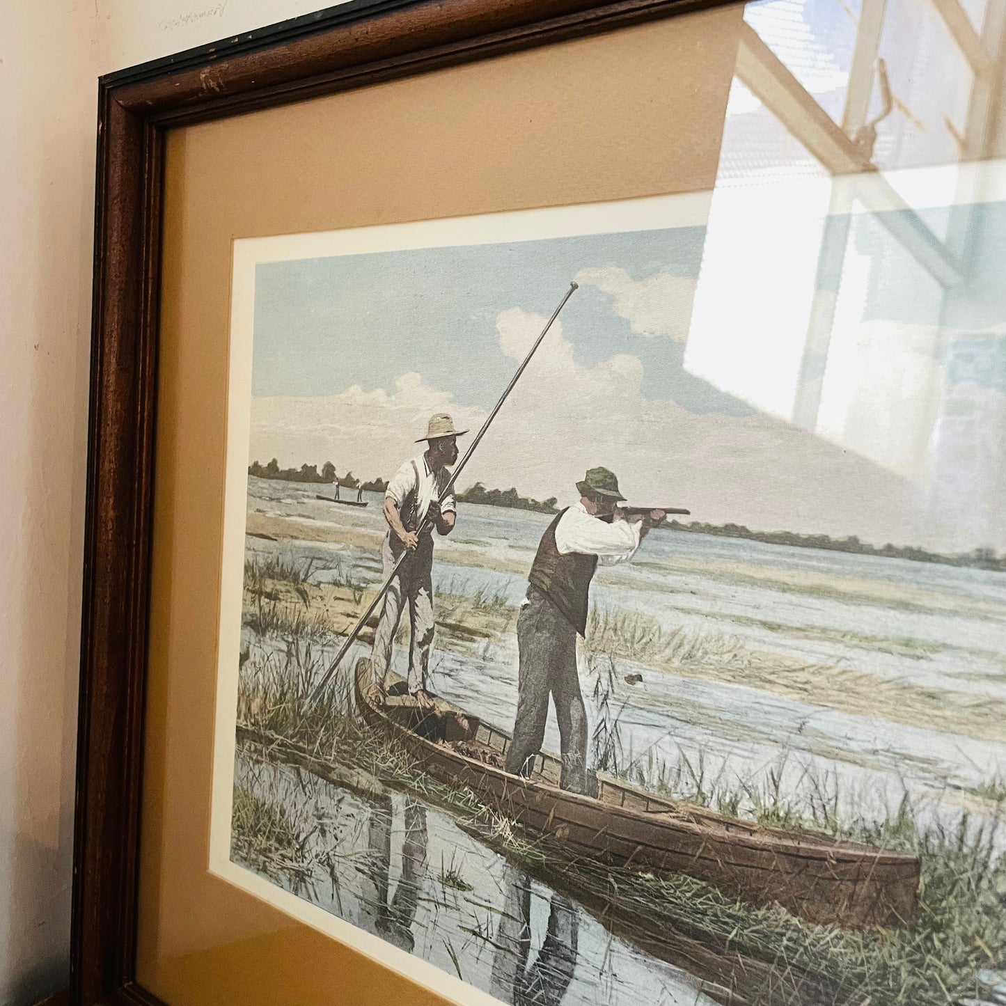 Framed "Rail Shooting" Print by Arthur Burdett Frost- Vintage
