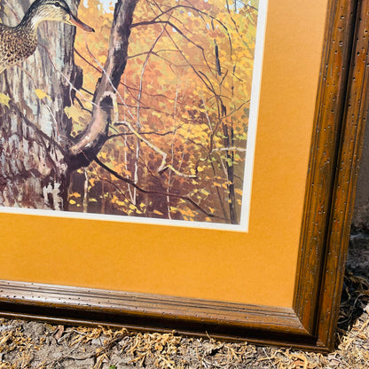 Framed "Ducks in Flight" Print by Lee LeBlanc- Vintage