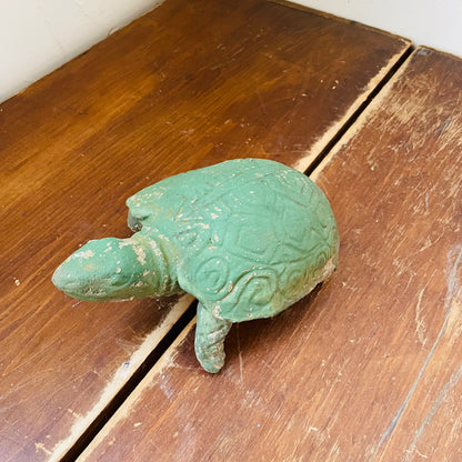 Green Painted Concrete Box Turtle- Vintage