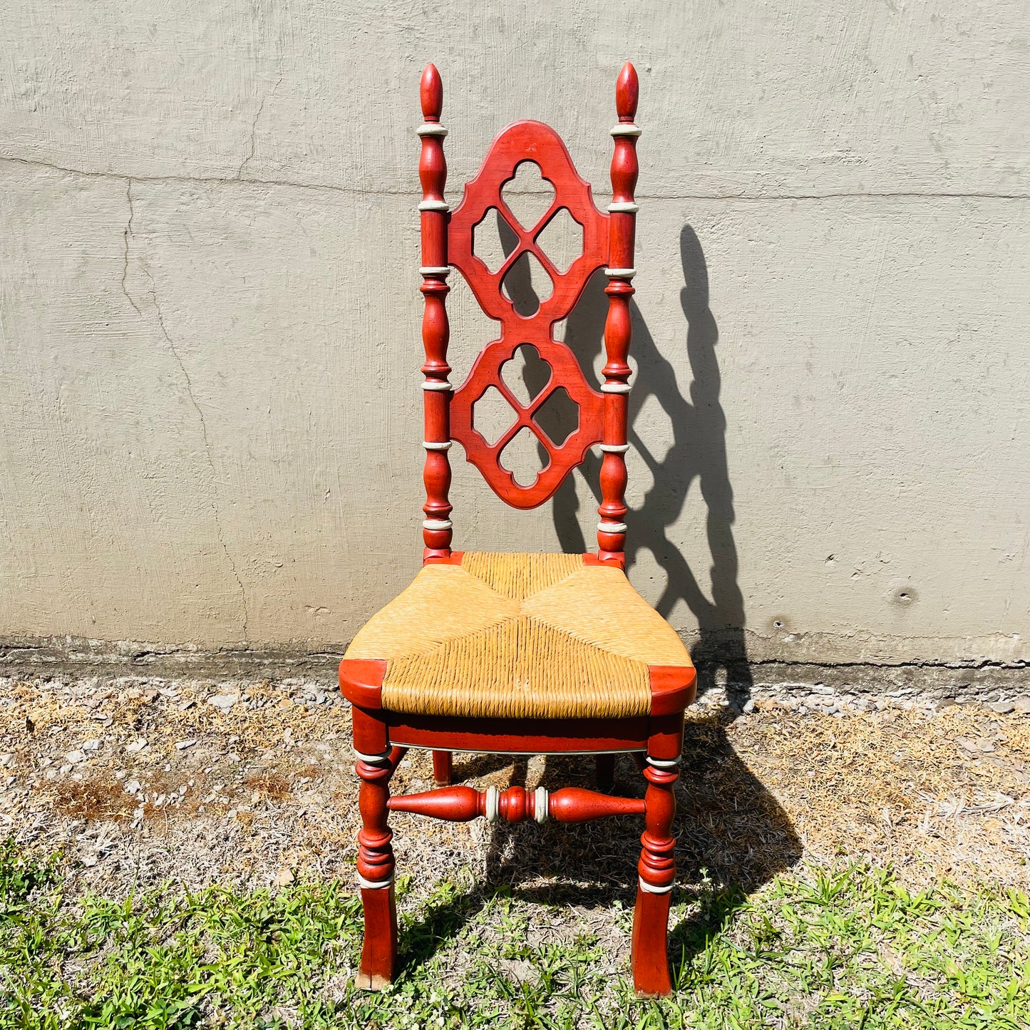 Thomasville French Country Red Dining Chair with Rush Seat- Vintage