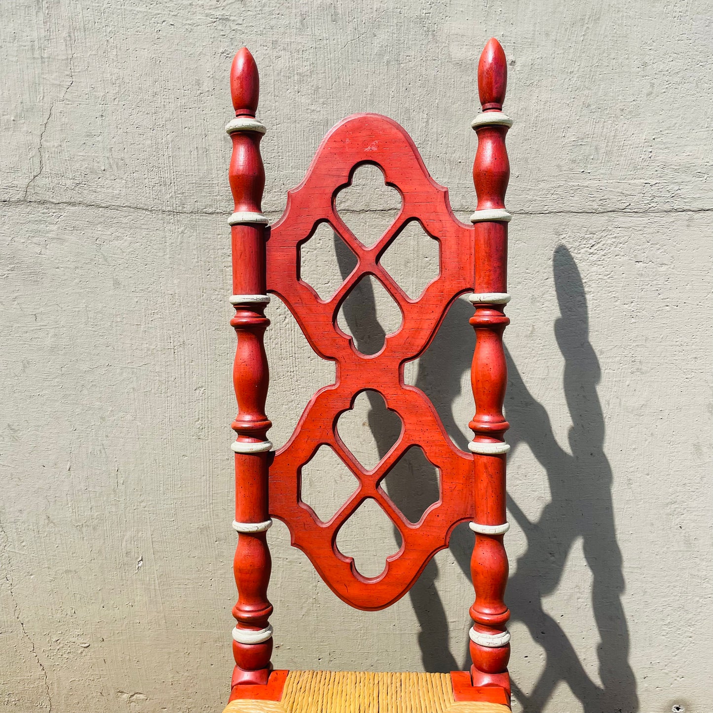 Thomasville French Country Red Dining Chair with Rush Seat- Vintage