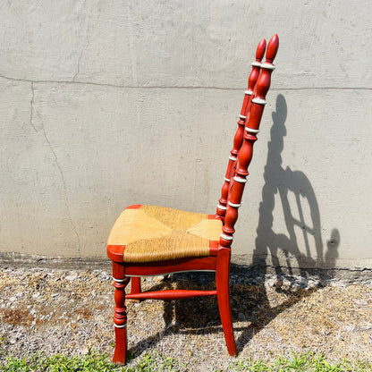 Thomasville French Country Red Dining Chair with Rush Seat- Vintage