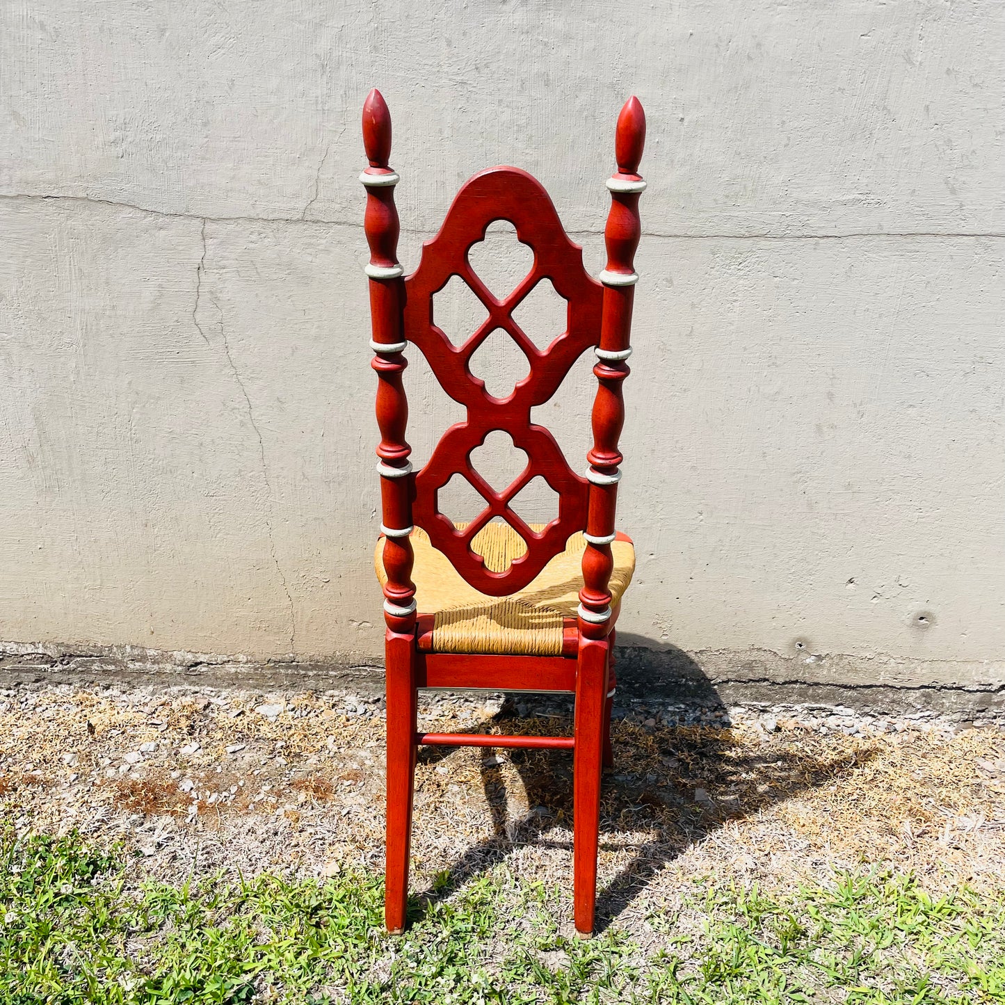 Thomasville French Country Red Dining Chair with Rush Seat- Vintage