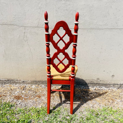 Thomasville French Country Red Dining Chair with Rush Seat- Vintage