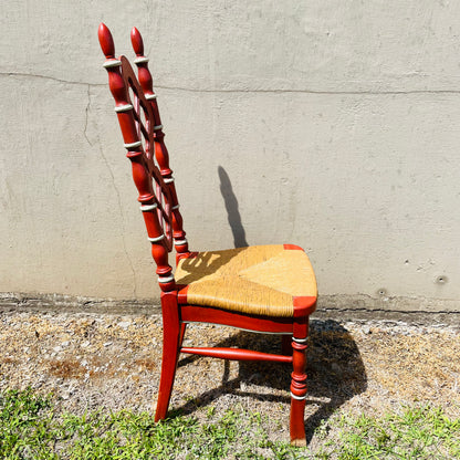 Thomasville French Country Red Dining Chair with Rush Seat- Vintage
