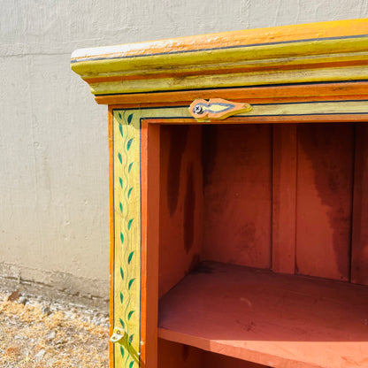 Hand Painted Yellow Indian Night Stand- Vintage