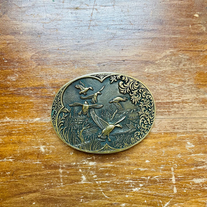 Ducks Landing Brass Belt Buckle- Vintage