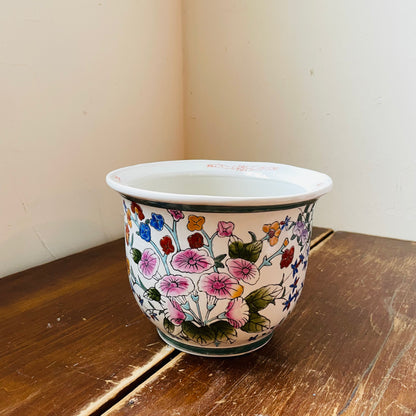 Floral & Checked Jardiniere- Vintage