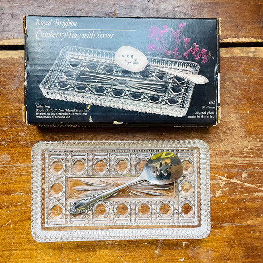 Indiana Glass Royal Brighton Cranberry Tray- Vintage